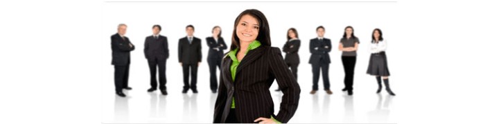 business team with a businesswoman leading
